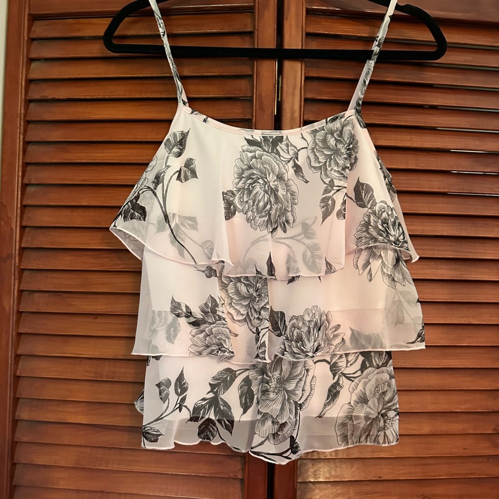 Xhilaration Black and White Tiered Ruffled Camisole